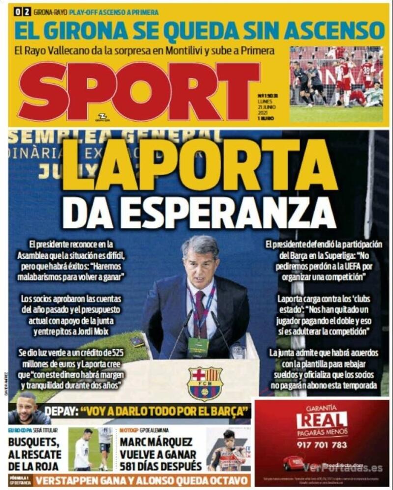 Portada Sport 2021-06-22
