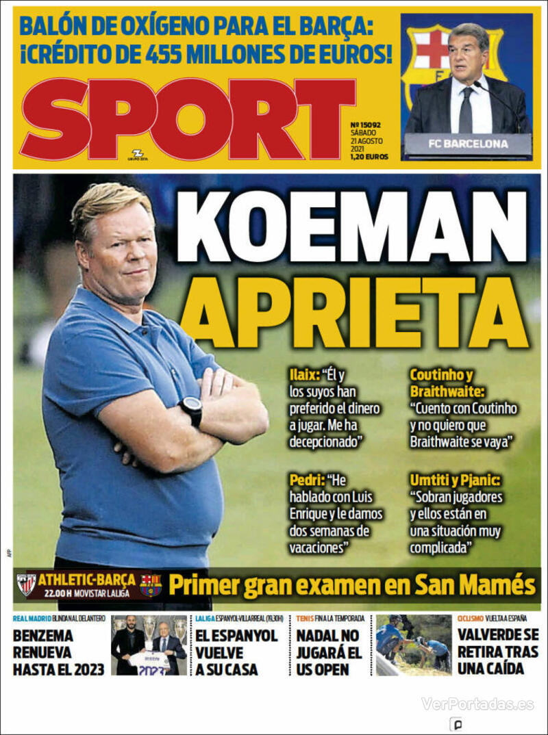 Portada Sport 2021-08-22