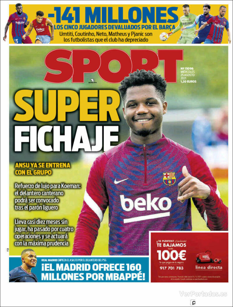 Portada Sport 2021-08-26