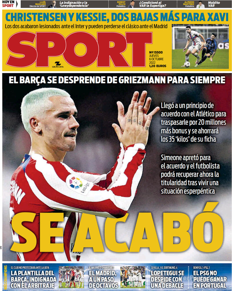 Portada Sport 2022-10-07