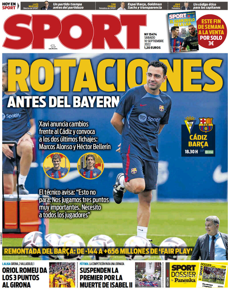 Portada Sport 2022-09-11