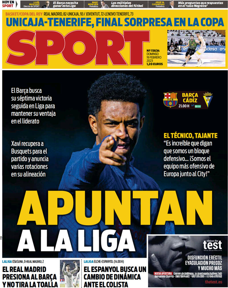 Portada Sport 2023-02-20