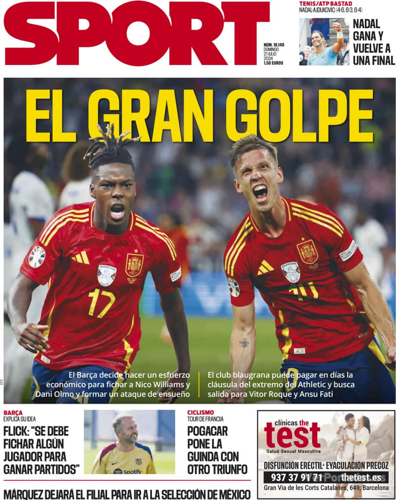 PORTADAS PRENSA DEPORTIVA DOMINGO 21 DE JULIO Portada-periodico-sport-21-07-2024-0d093802