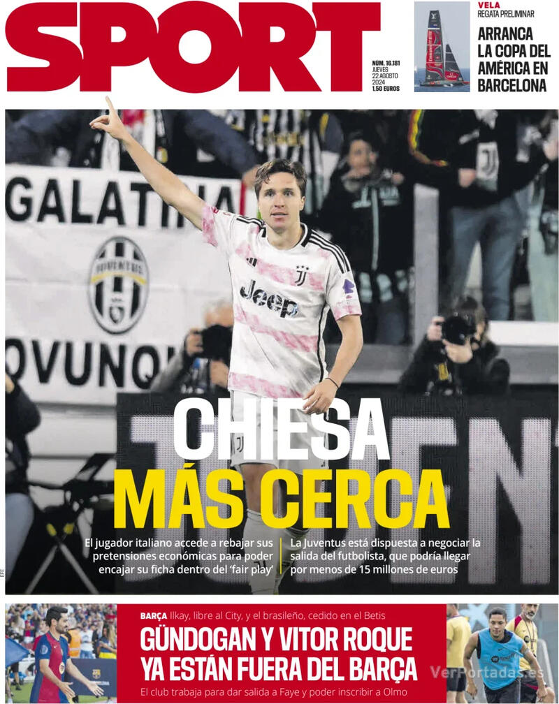 PORTADAS PRENSA DEPORTIVA JUEVES 22 DE AGOSTO Portada-periodico-sport-22-08-2024-b5963edd