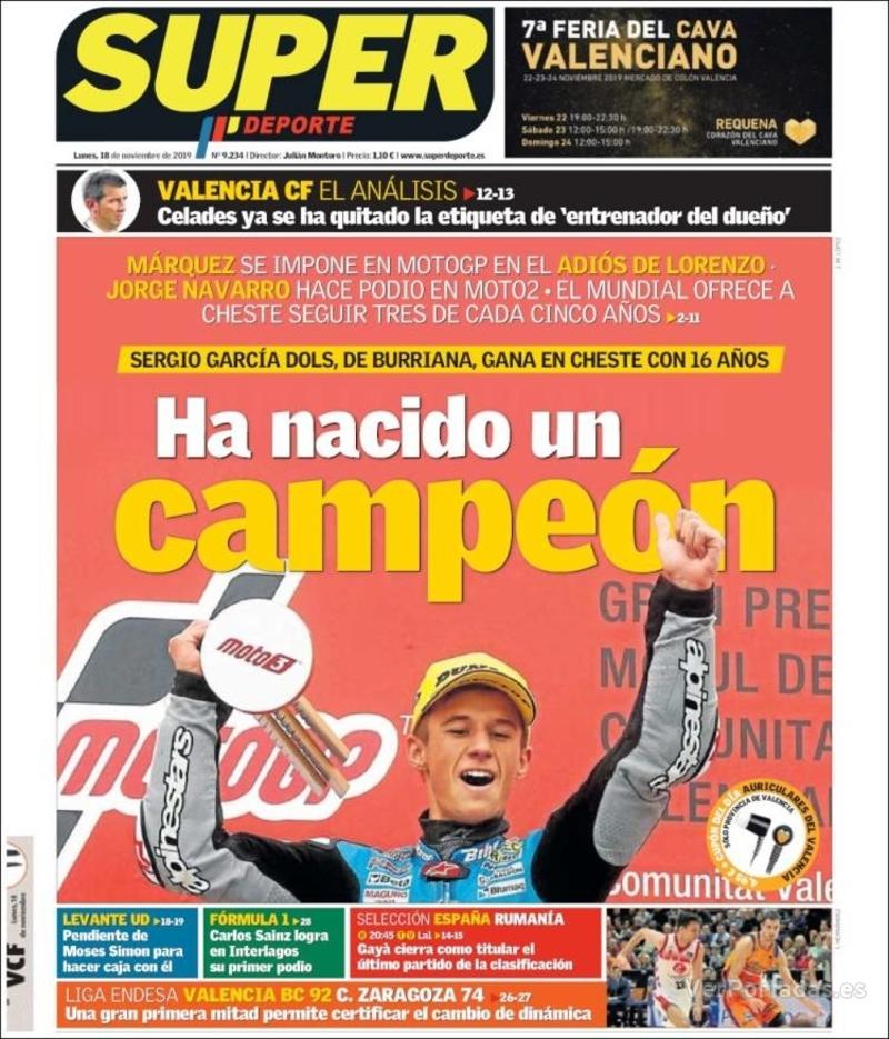 Portada Superdeporte 2019-11-19