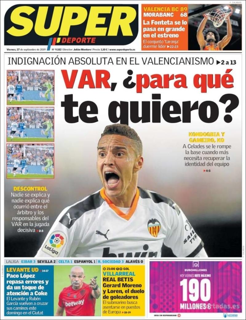 Portada L'Esportiu 2019-09-27