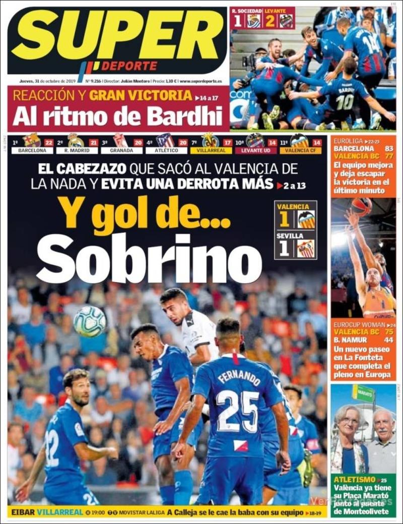 Portada Superdeporte 2019-11-01