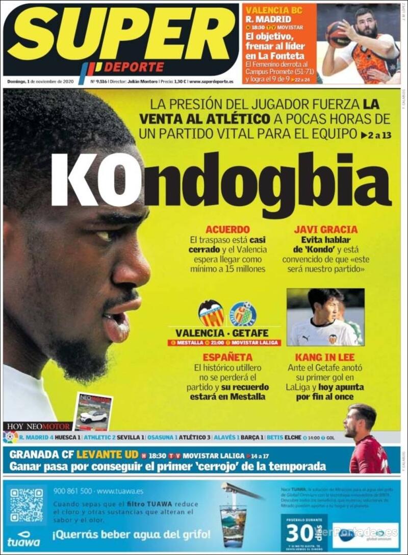 Portada L'Esportiu 2020-11-01