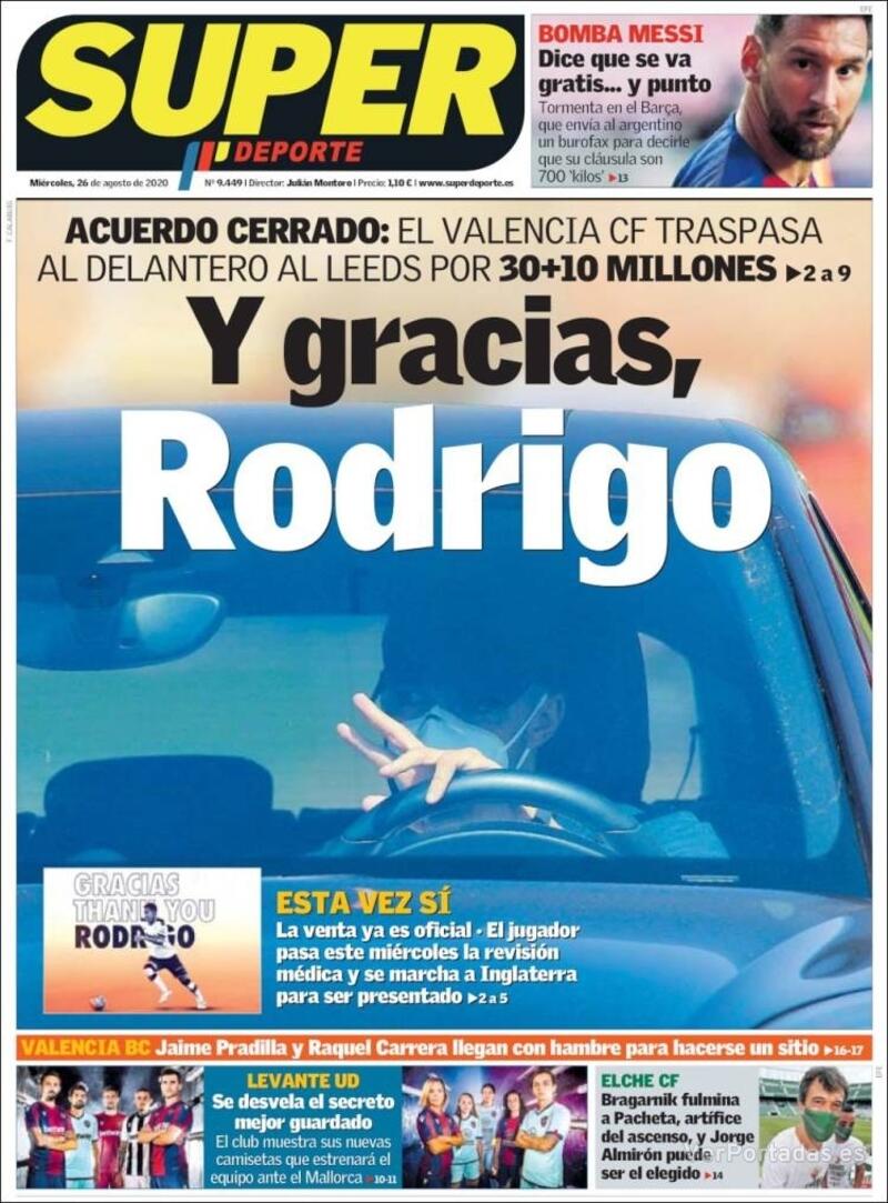 Portada L'Esportiu 2020-08-26