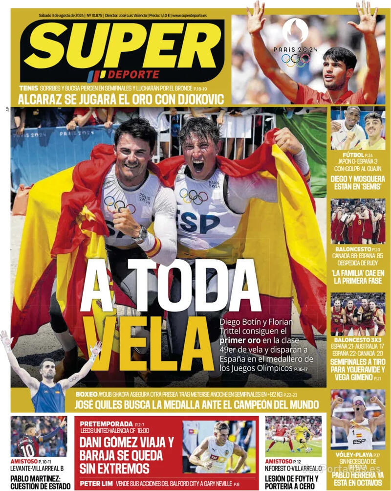 PORTADAS PRENSA DEPORTIVA SABADO 3 DE JULIO Portada-periodico-superdeporte-03-08-2024-31487796