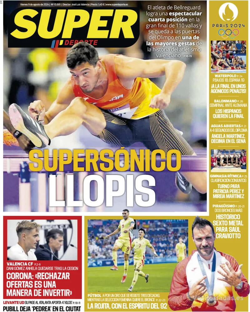 PORTADAS PRENSA DEPORTIVAVIERNES 9 DE AGOSTO Portada-periodico-superdeporte-09-08-2024-878b5596