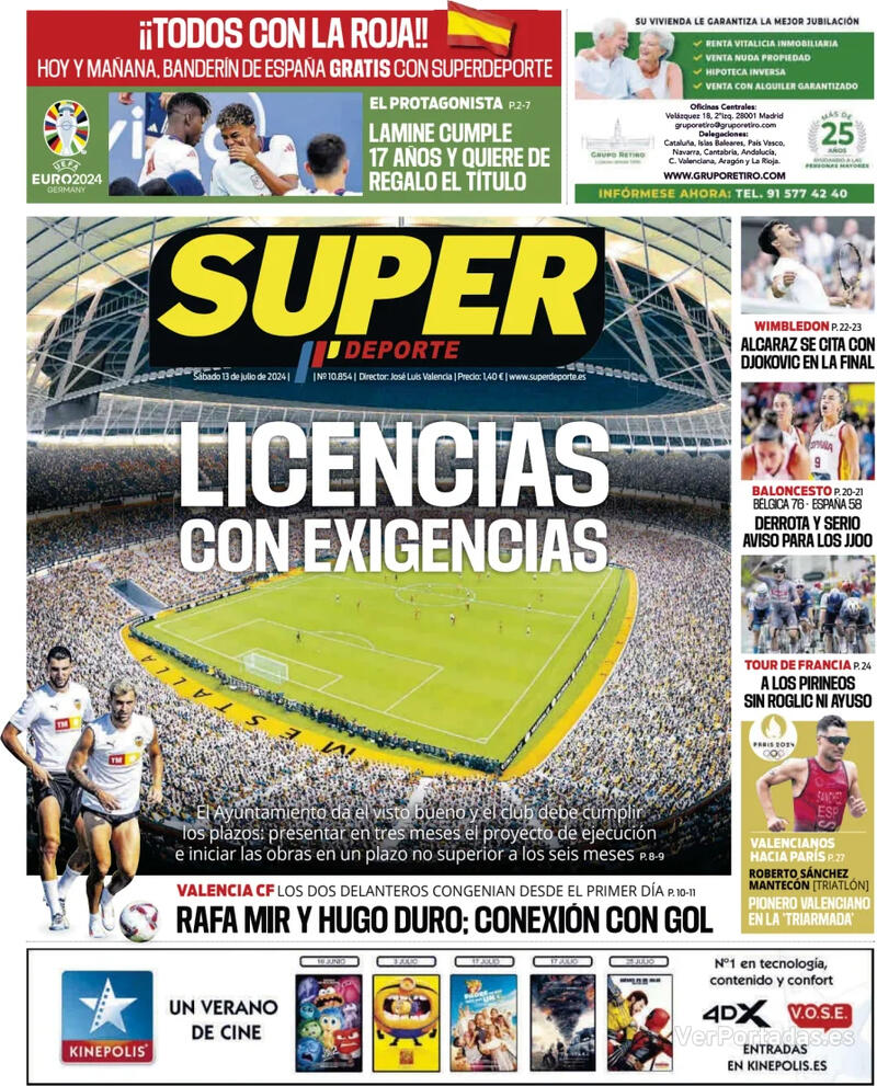 PORTADAS PRENSA DEPORTIVA SABADO 13 DE JULIO Portada-periodico-superdeporte-13-07-2024-04bd20e1