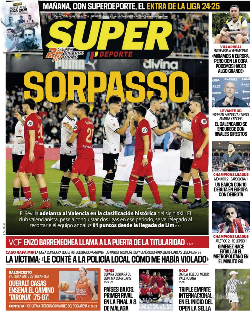 PORTADAS PRENSA DEPORTIVA VIERNES 20 SEPTIEMBRE 2024 Portada-periodico-superdeporte-20-09-2024-32cbea81