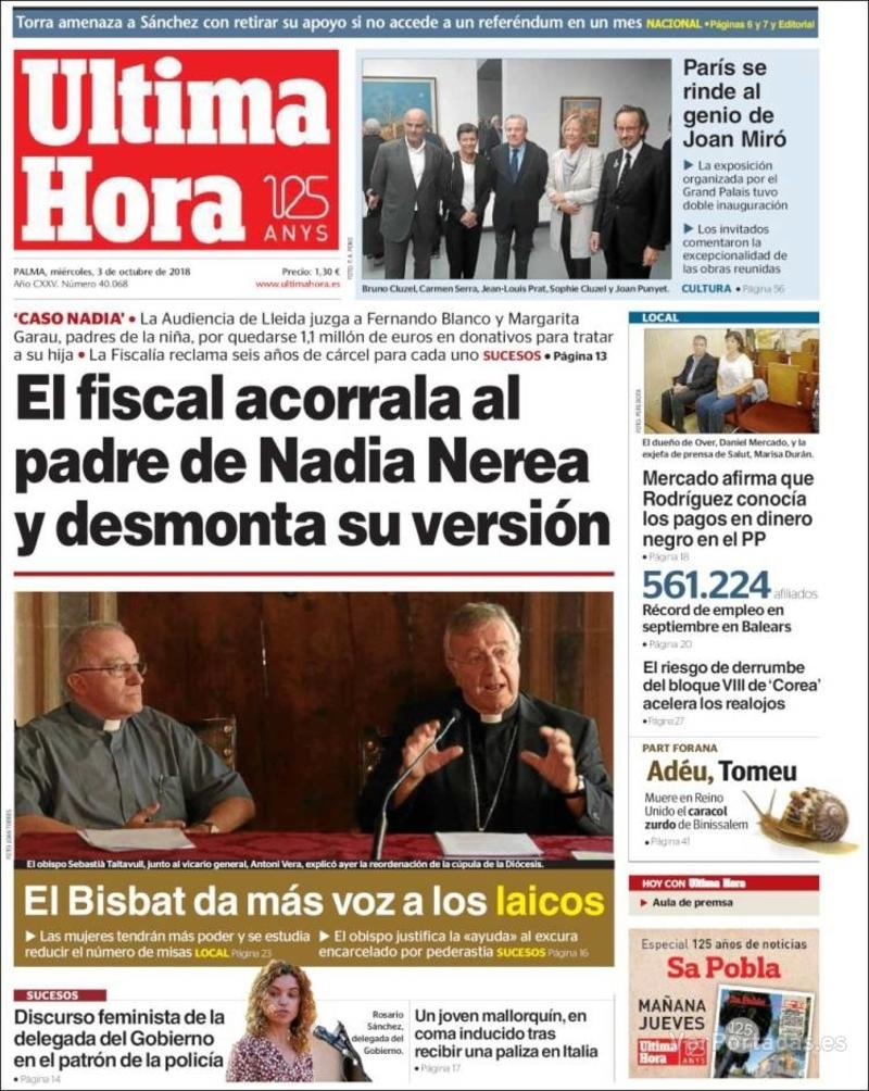 Portada Última Hora 2018-10-04