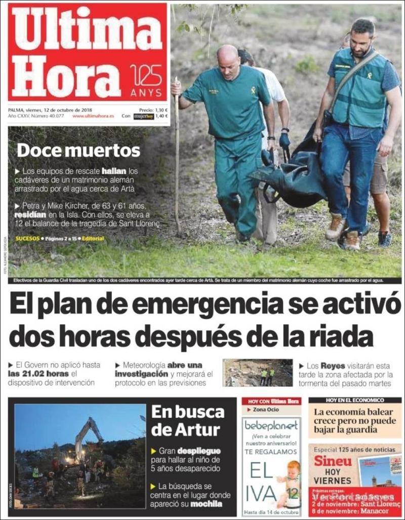 Portada Última Hora 2018-10-13