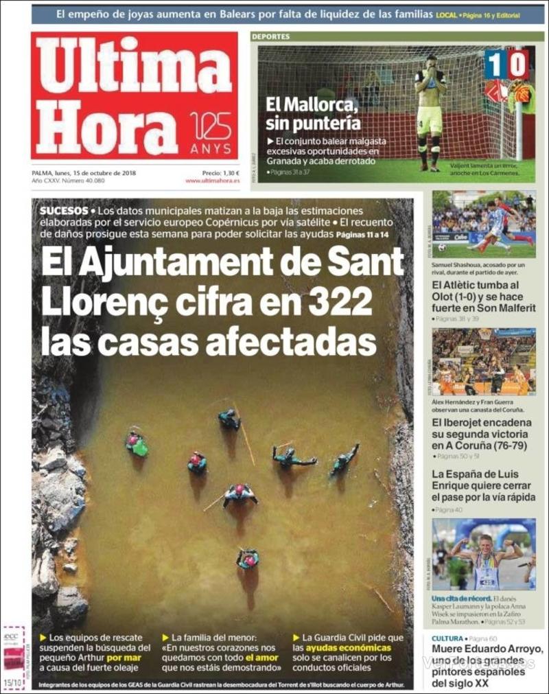 Portada Última Hora 2018-10-16