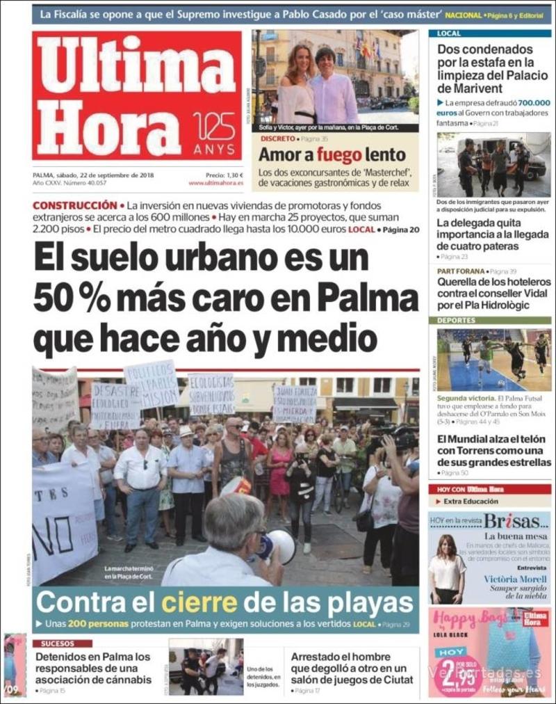 Portada Última Hora 2018-09-23