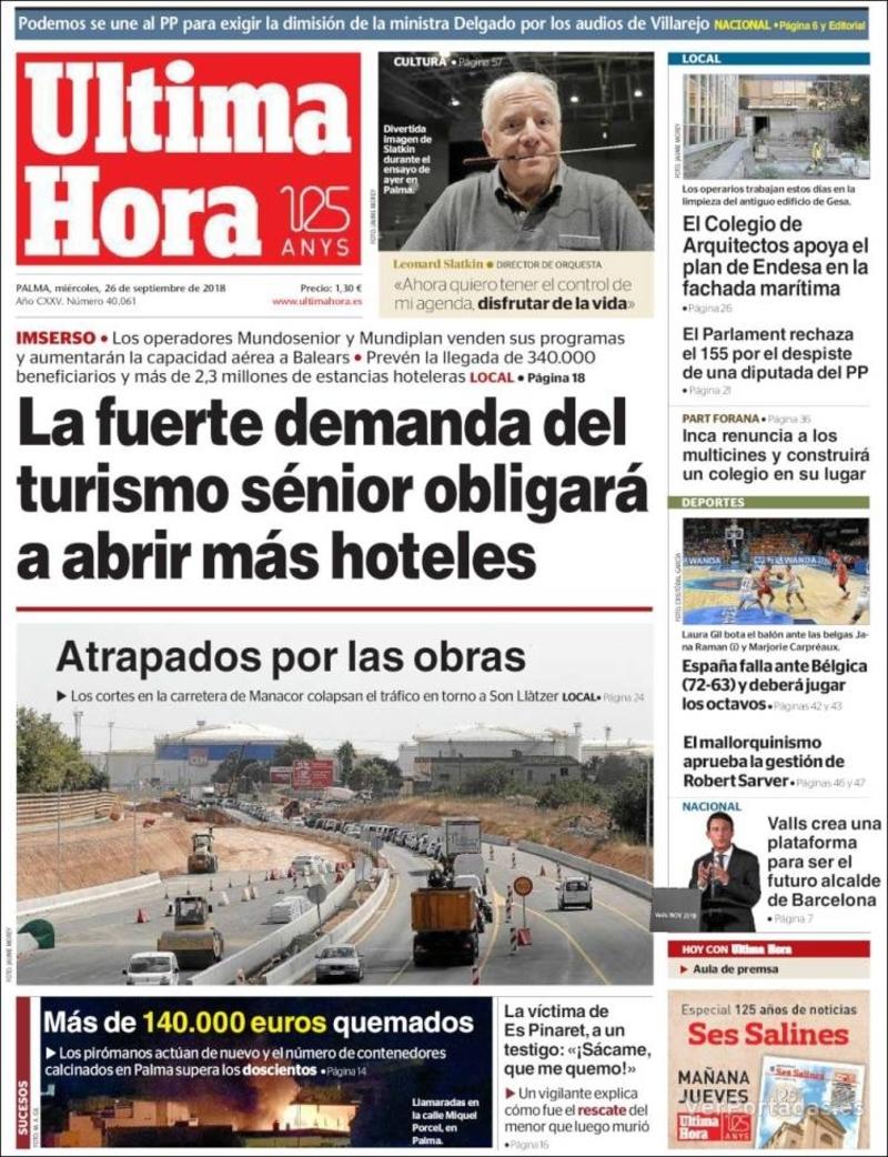 Portada Última Hora 2018-09-27