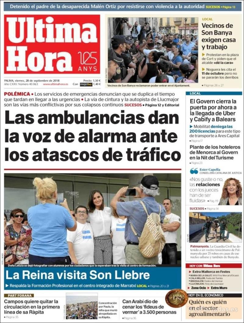 Portada Última Hora 2018-09-29