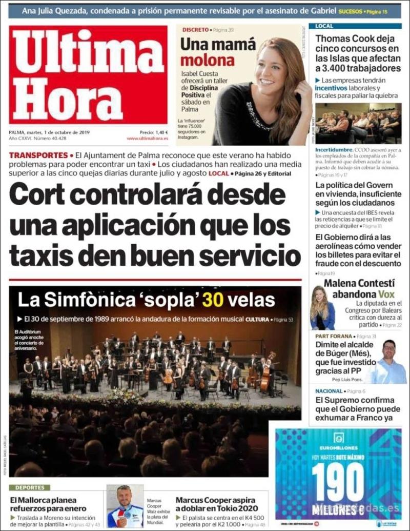 Portada Última Hora 2019-10-02