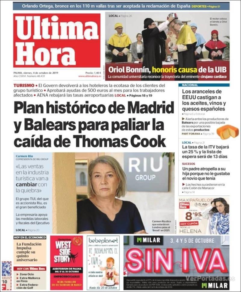 Portada Última Hora 2019-10-05