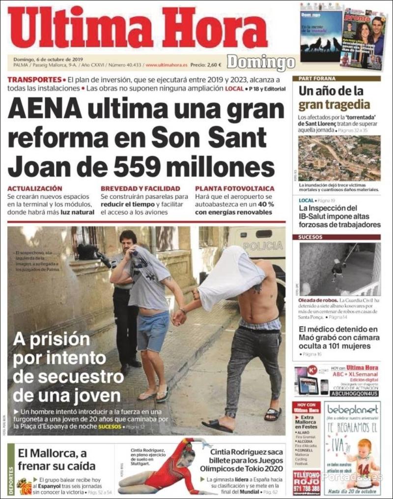 Portada Última Hora 2019-10-07