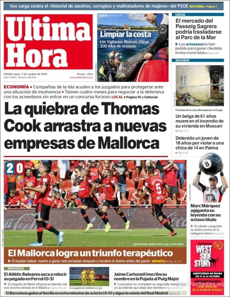 Portada Última Hora 2019-10-08