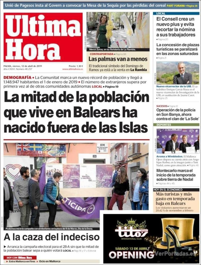 Portada Última Hora 2019-04-13