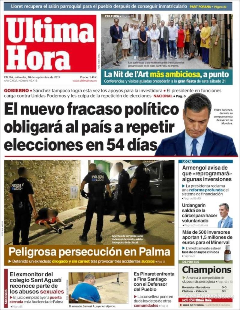 Portada Última Hora 2019-09-19