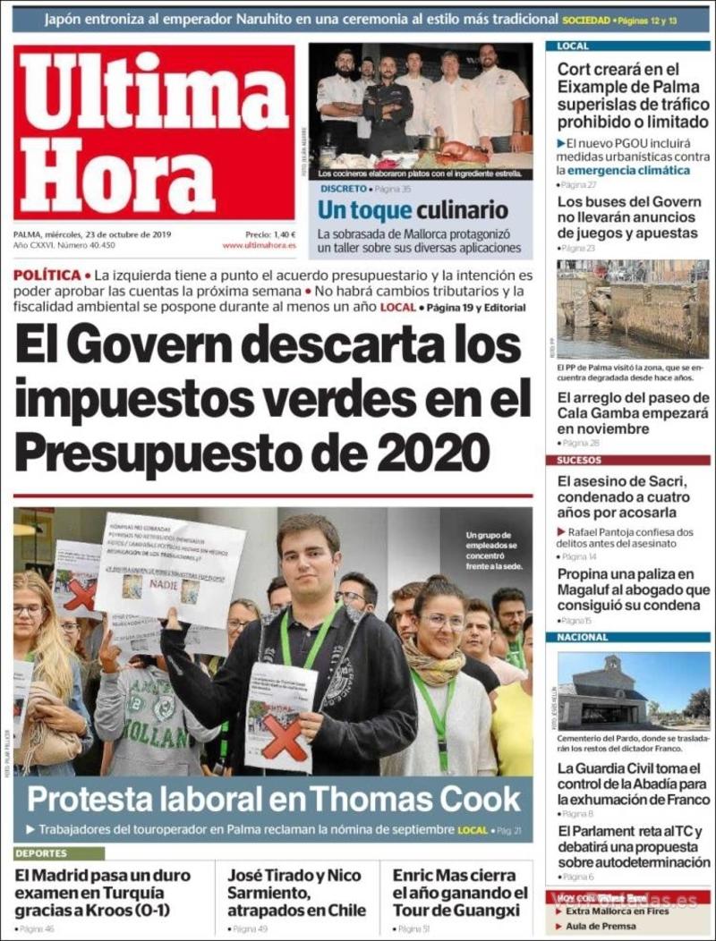 Portada Última Hora 2019-10-24