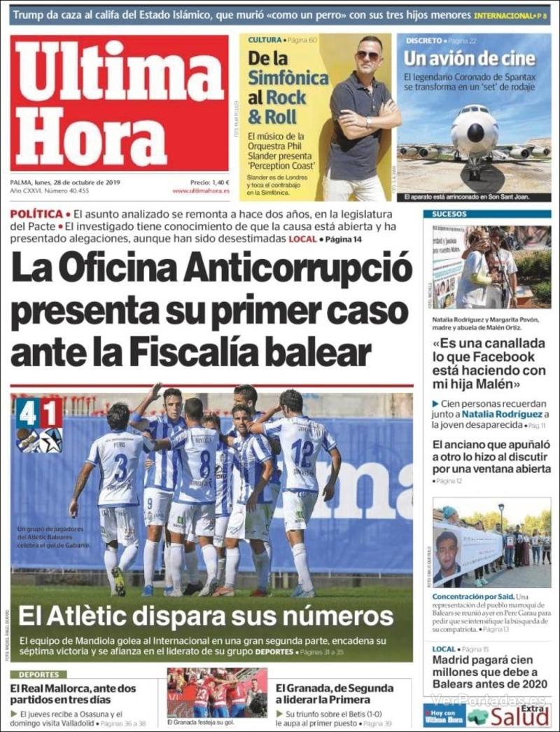 Portada Última Hora 2019-10-29