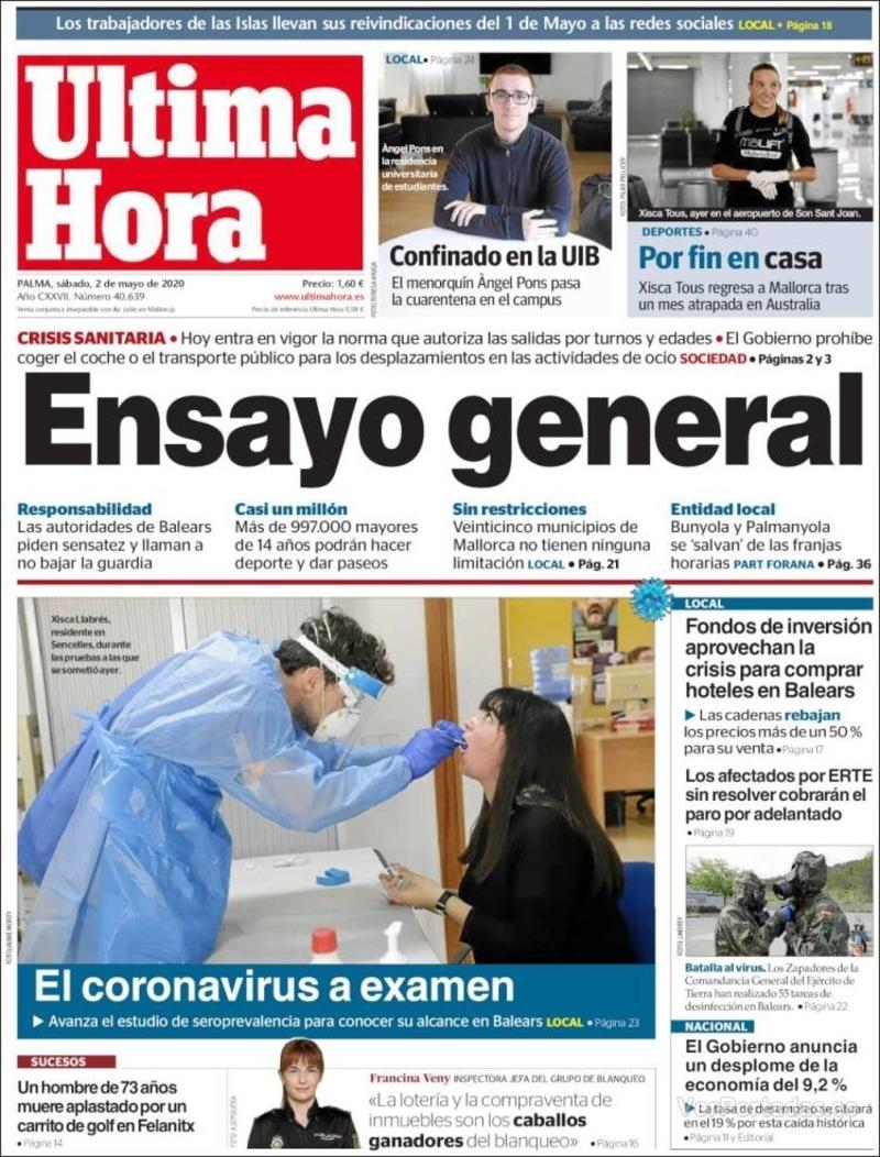 Portada Última Hora 2020-05-03