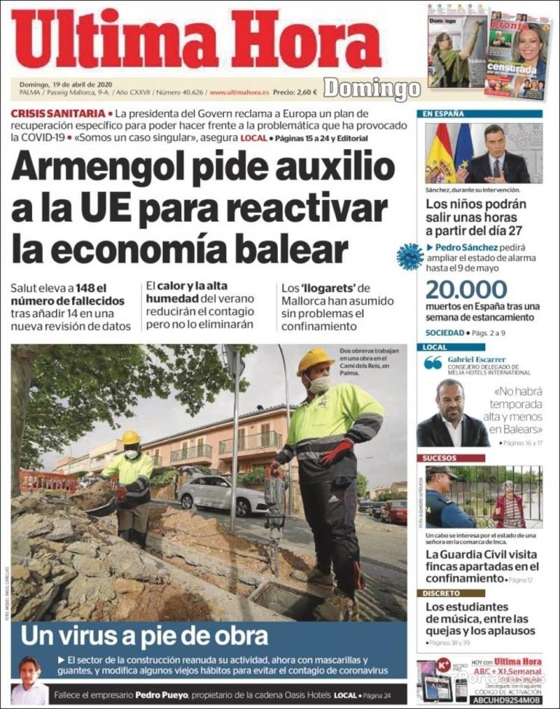 Portada Última Hora 2020-04-20