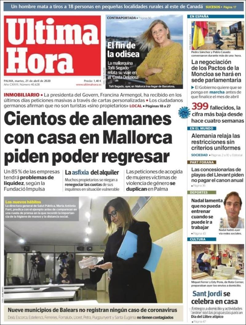 Portada Última Hora 2020-04-22