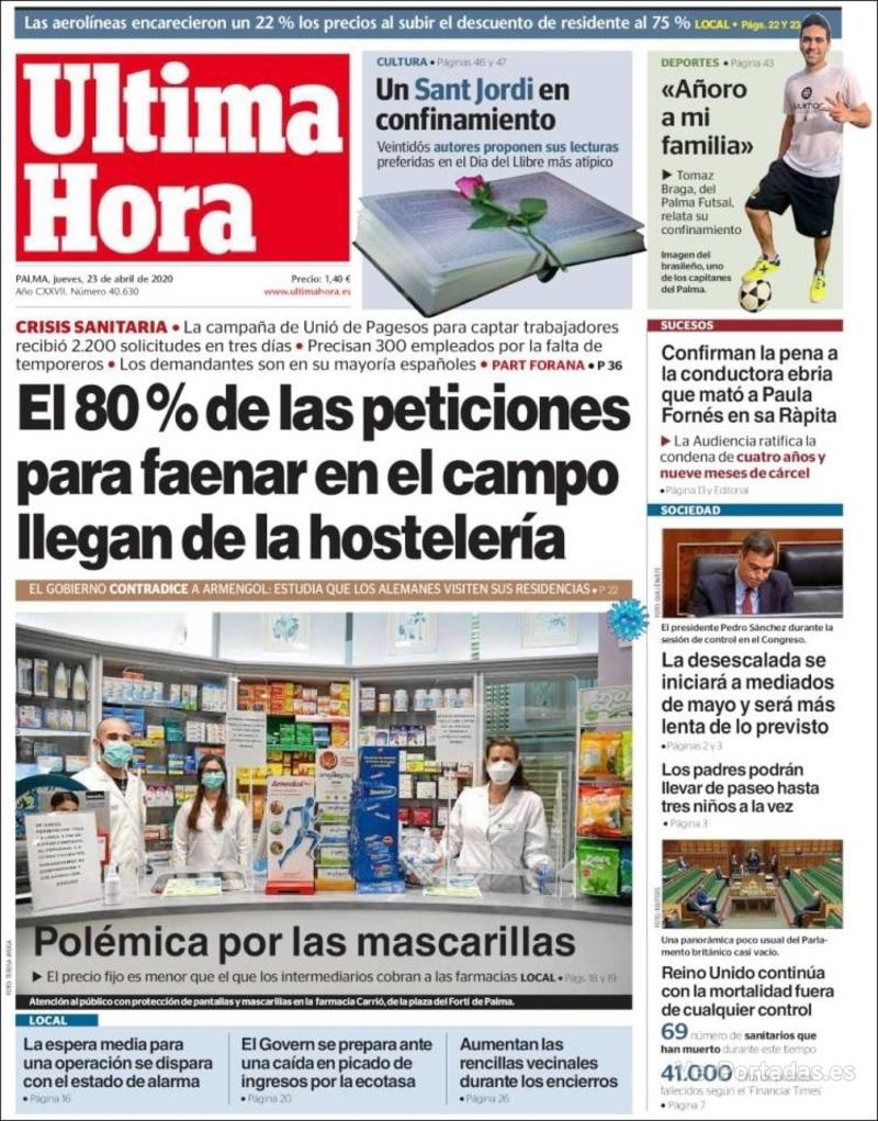 Portada Última Hora 2020-04-24