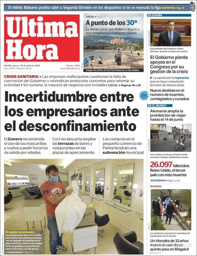 Portada Última Hora 2020-05-01