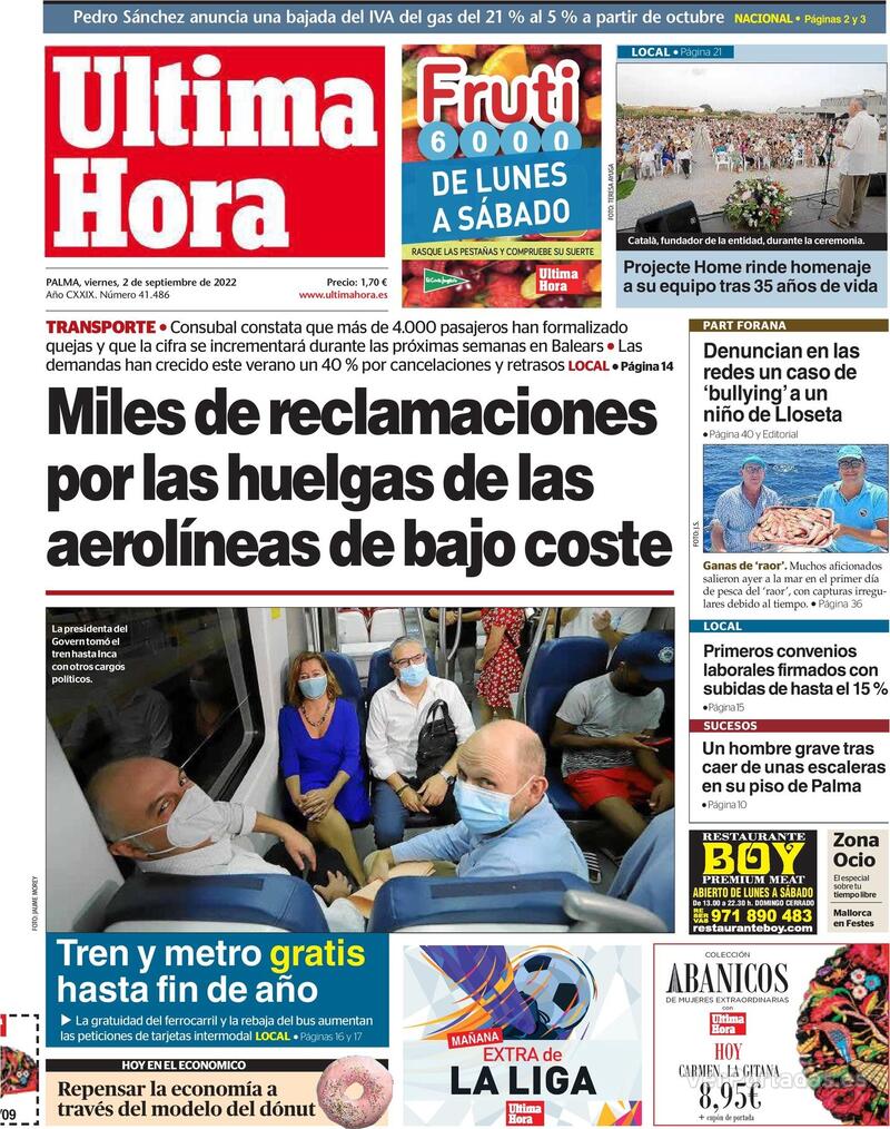 Portada Última Hora 2022-09-03