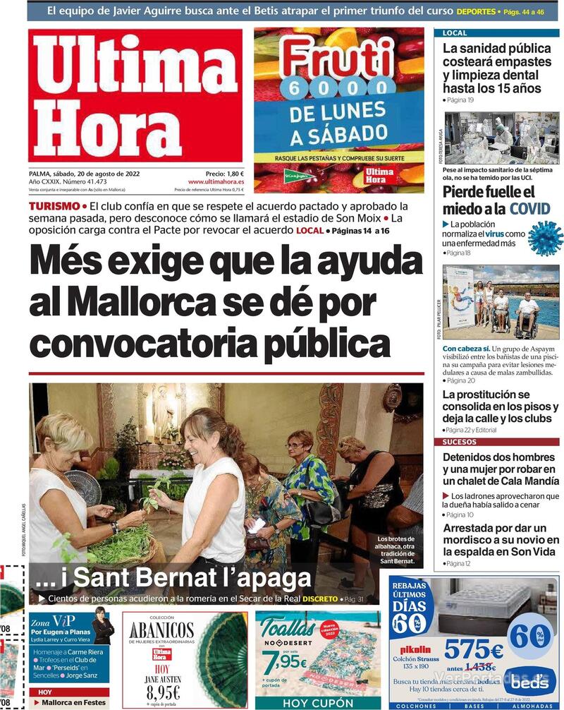 Portada Última Hora 2022-08-21