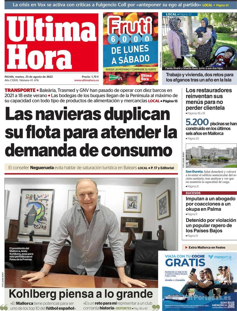 Portada Última Hora 2022-08-24