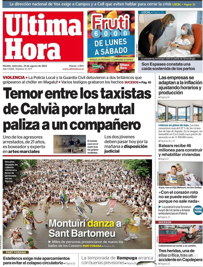 Portada Última Hora 2022-08-25