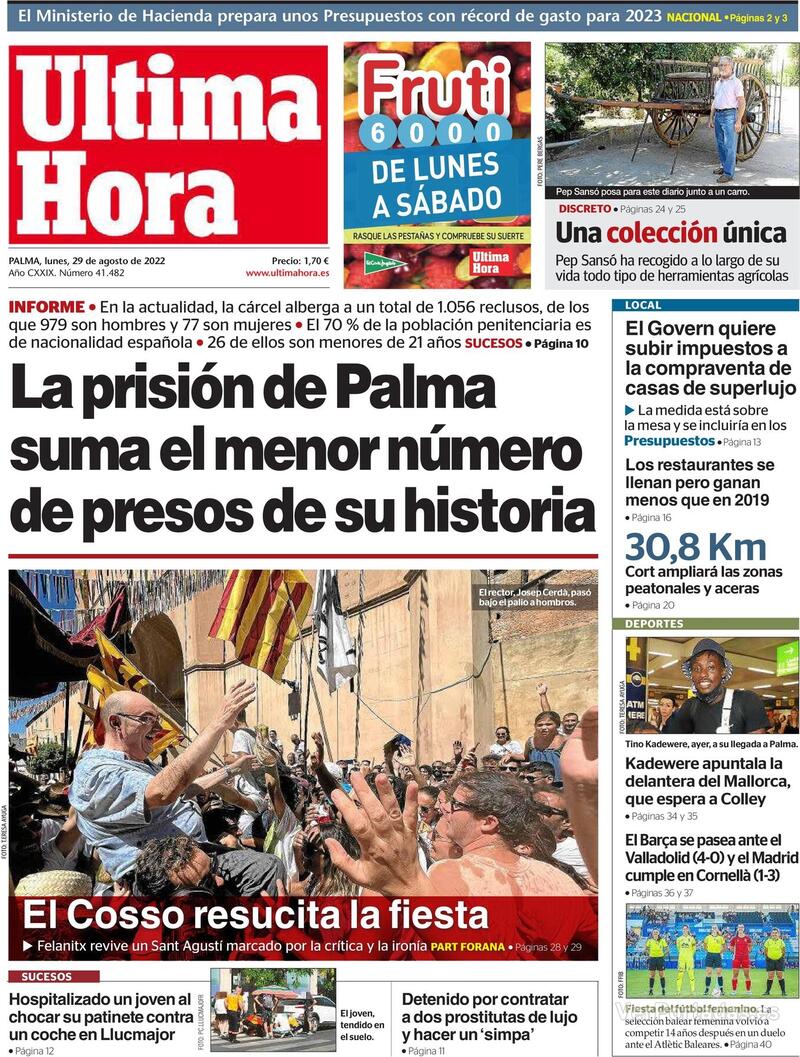 Portada Última Hora 2022-08-30