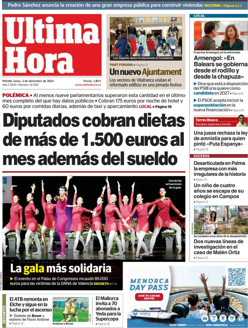 Portada Periódico de Ibiza y Formentera 2024-12-02