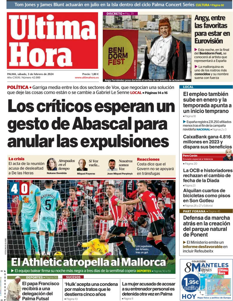 Portada Última Hora 2024-02-04