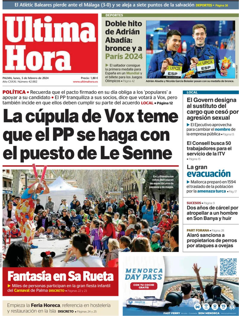 Portada Última Hora 2024-02-06