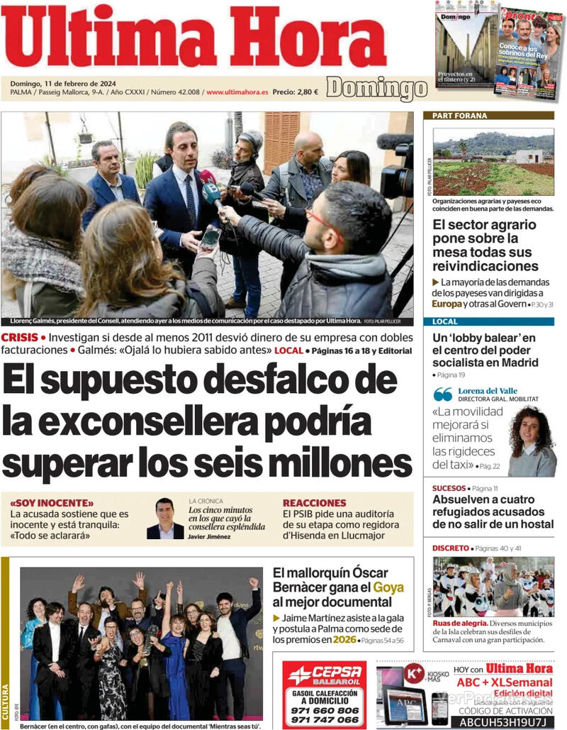 Portada Última Hora 2024-02-12