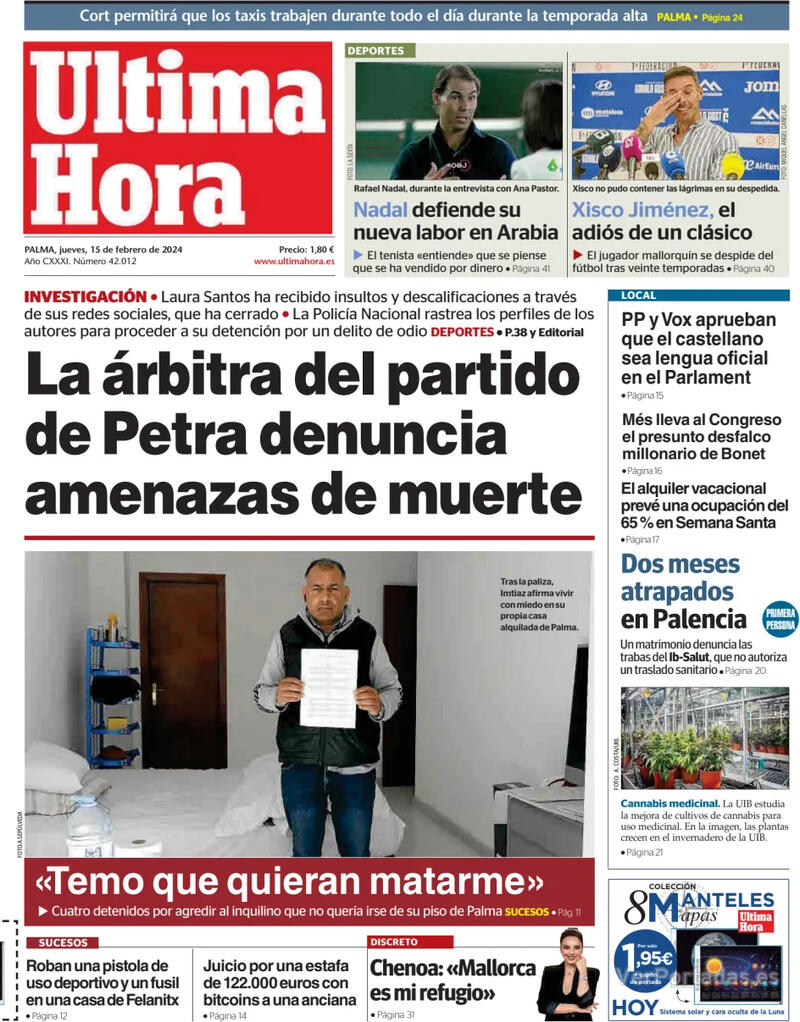 Portada Última Hora 2024-02-16