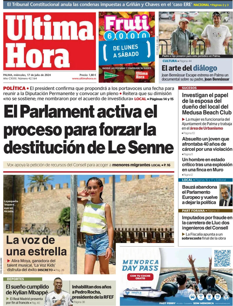 Portada Periódico de Ibiza y Formentera 2024-07-17