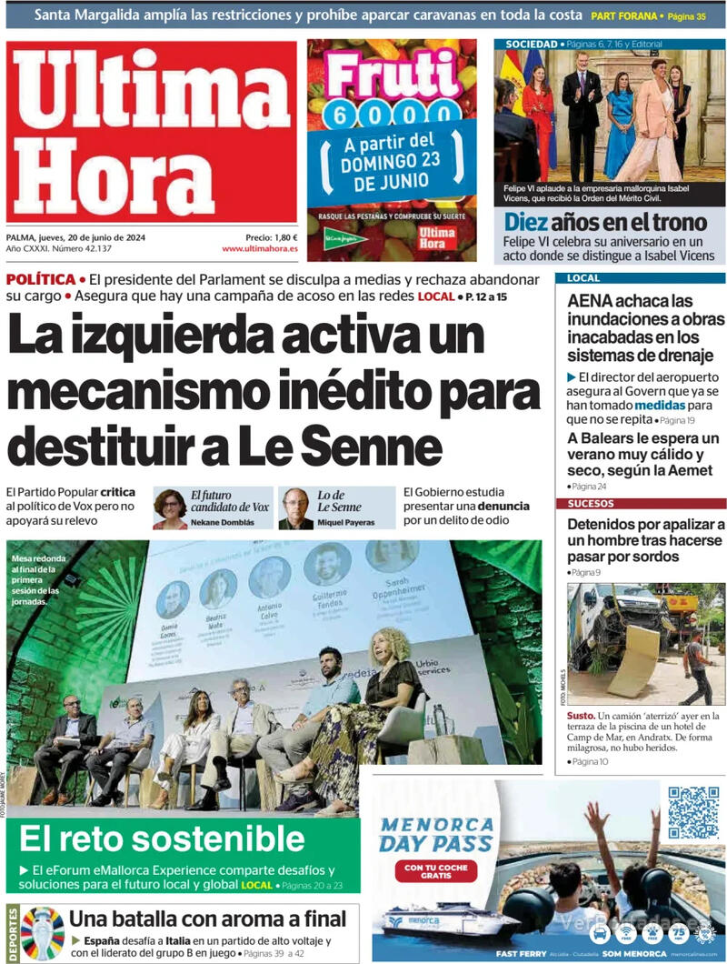 Portada Periódico de Ibiza y Formentera 2024-06-20