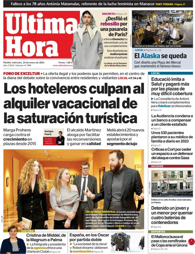 Portada Última Hora 2024-01-25