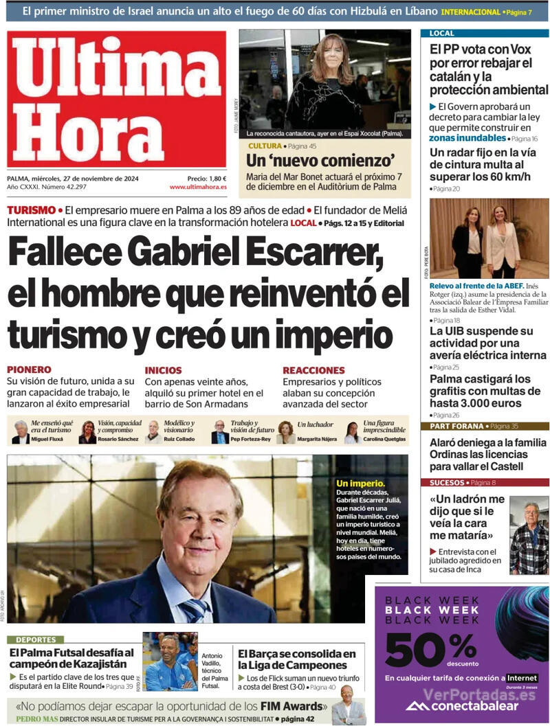 Portada Periódico de Ibiza y Formentera 2024-11-27
